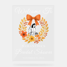 Herzlich willkommen im Whimsischer Herbst Brautpar Acrylschild