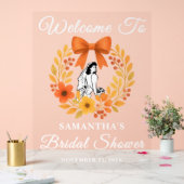 Herzlich willkommen im Whimsischer Herbst Brautpar Acrylschild (Hochzeit)