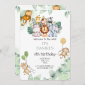 Herzlich willkommen im Wild Kids Safari Zoo Geburt Einladung (Vorne/Hinten)