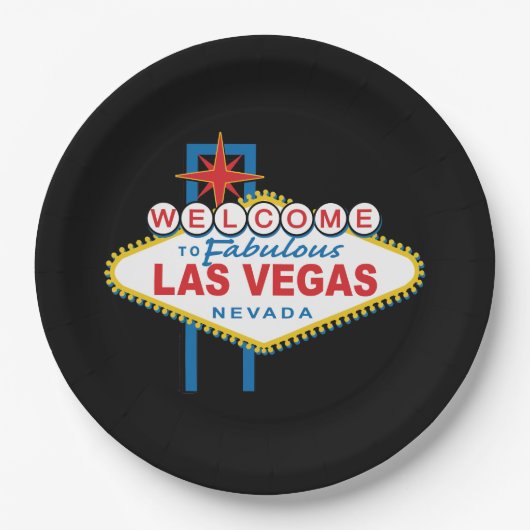 Herzlich willkommen im Zeichen von Las Vegas Pappteller (Vorderseite)