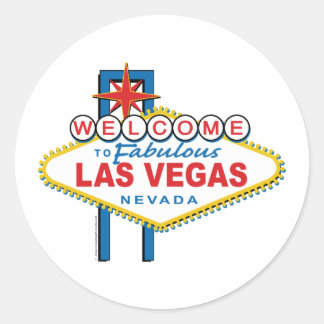 Herzlich willkommen im Zeichen von Las Vegas Runder Aufkleber