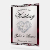 Herzlich willkommen in Burgund Ribbon & Sparkle Acrylschild (Winkel)