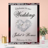 Herzlich willkommen in Burgund Ribbon & Sparkle Acrylschild (Hochzeit)