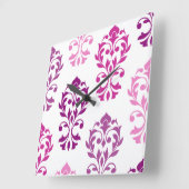 Herzlich willkommen in Damask Art I Pinks Quadratische Wanduhr (Winkel)