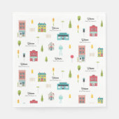 Herzlich willkommen in der Nachbarschafts-Muster-K Serviette (Vorderseite)