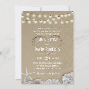 Herzlich Willkommen in der Sand Rustic Beach Hochz Einladung