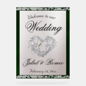 Herzlich Willkommen in Emerald Ribbon & Sparkle Acrylschild (Vorderseite)