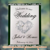 Herzlich Willkommen in Emerald Ribbon & Sparkle Acrylschild (Neutral)