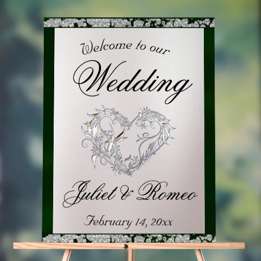 Herzlich Willkommen in Emerald Ribbon & Sparkle Acrylschild (Neutral)