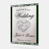 Herzlich Willkommen in Emerald Ribbon & Sparkle Acrylschild (Winkel)