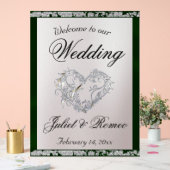 Herzlich Willkommen in Emerald Ribbon & Sparkle Acrylschild (Hochzeit)