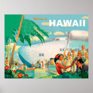 Herzlich willkommen in Hawaii, Vintage Flugreise Poster