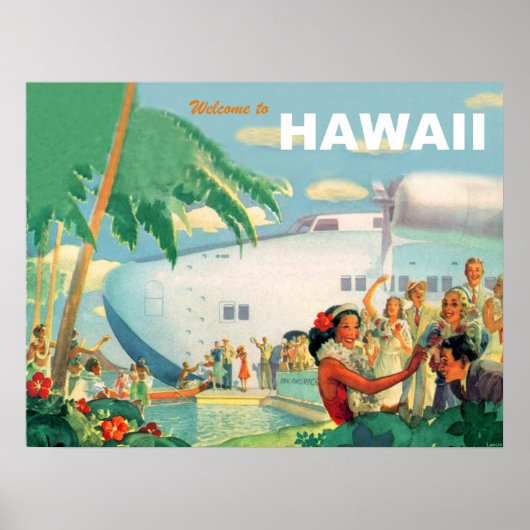 Herzlich willkommen in Hawaii, Vintage Flugreise Poster (Vorne)