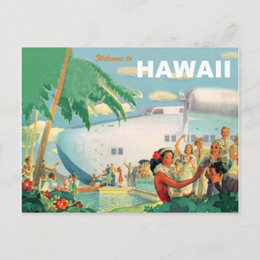 Herzlich willkommen in Hawaii, Vintage Flugreise Postkarte (Vorderseite)