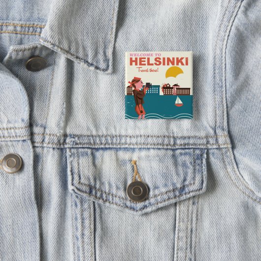 Herzlich willkommen in Helsinki Finnland als Reise Button (Beispiel)