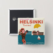 Herzlich willkommen in Helsinki Finnland als Reise Button (Vorne & Hinten)