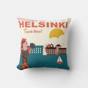Herzlich willkommen in Helsinki Finnland als Reise Kissen