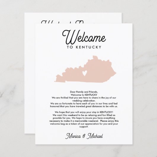 Herzlich willkommen in KENTUCKY Letter & Itinerary (Vorne/Hinten)