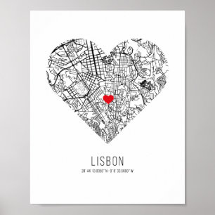 Herzlich willkommen in Lissabon City Map (Portugal Poster