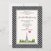 Herzlich Willkommen in Paris mit Eiffelturm Geburt Einladung (Vorderseite)