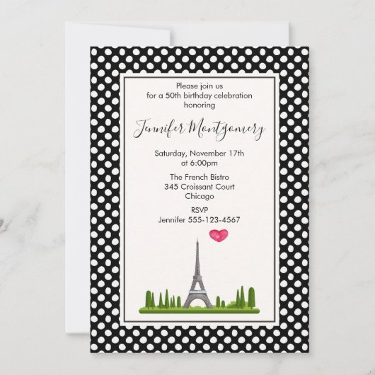 Herzlich Willkommen in Paris mit Eiffelturm Geburt Einladung (Vorderseite)