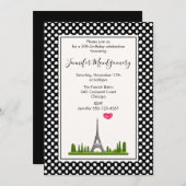 Herzlich Willkommen in Paris mit Eiffelturm Geburt Einladung (Vorne/Hinten)