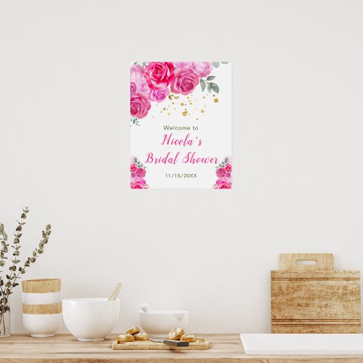 Herzlich willkommen in Pink Blues Brautparty Poster (Küche)