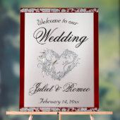 Herzlich Willkommen in Red Ribbon & Sparkle Acrylschild (Neutral)