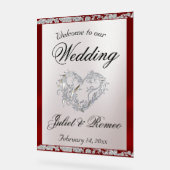 Herzlich Willkommen in Red Ribbon & Sparkle Acrylschild (Winkel)