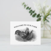 Herzlich Willkommen in unserem Farm Vintagen Hähnc Postkarte (Stehend Vorderseite)