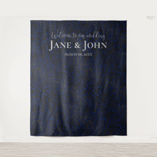 Herzlich willkommen in unserem Hochzeitsgrunen Wandteppich (Vorderseite)