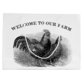 Herzlich Willkommen in unserem Vintagen Hähnchenhu Große Geschenktüte (Rückseite)