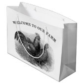 Herzlich Willkommen in unserem Vintagen Hähnchenhu Große Geschenktüte (Rückseite Schrägansicht)