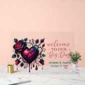 Herzlich willkommen in unserer großen gotischen Sc Acrylschild (Hochzeit)