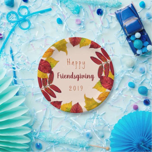 Herzlich willkommen mit Herbstblättern Pappteller (Party)