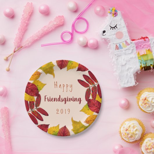 Herzlich willkommen mit Herbstblättern Pappteller (Party)