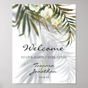 Herzlich willkommen nach Palmen Orchideen Schatten Poster