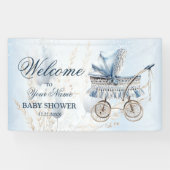 Herzlich willkommen Niedliches Stroller Blume Schö Banner (Horizontal)