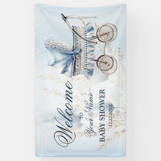 Herzlich willkommen Niedliches Stroller Blume Schö Banner (Vertikal)