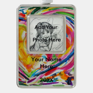 Herzlich Willkommen Personalisiertes Foto Ornament Rahmen-Ornament Silber