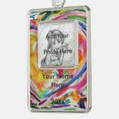 Herzlich Willkommen Personalisiertes Foto Ornament Rahmen-Ornament Silber (Links)