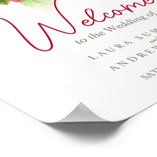 Herzlich willkommen personalisiertes Hochzeitszeic Poster (Ecke)