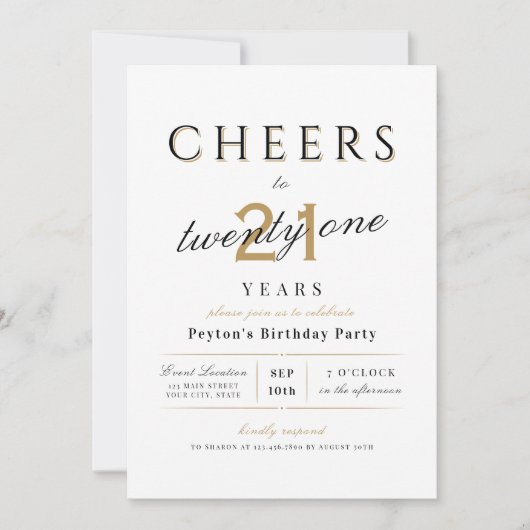 Herzlich willkommen zu 21 Jahren elegantem, modern Einladung (Vorderseite)