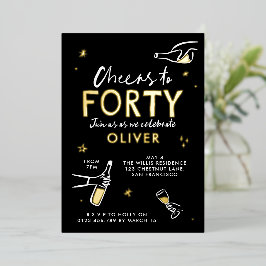 Herzlich willkommen zu 40 modernen whimsical Gebur Folieneinladung