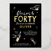 Herzlich willkommen zu 40 modernen whimsical Gebur Folieneinladung (Vorderseite)