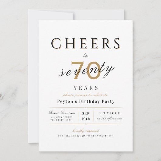 Herzlich willkommen zu 70 Jahren elegantem, modern Einladung (Vorderseite)