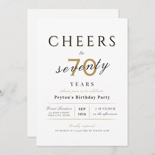 Herzlich willkommen zu 70 Jahren elegantem, modern Einladung (Vorne/Hinten)