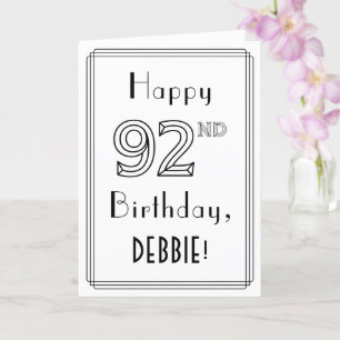 Herzlich willkommen zum 92. Geburtstag, Art-Déco-S Karte