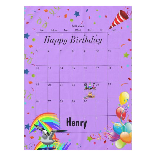 Herzlich willkommen zum Geburtstag im Juni 2022 Tischdecke (Vorderseite)