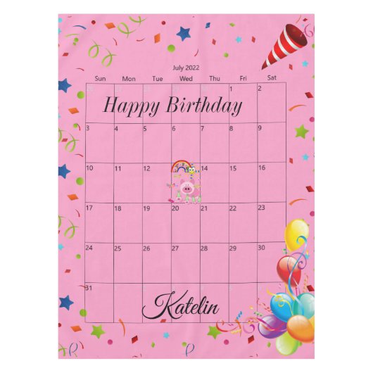 Herzlich willkommen zum Geburtstag Juli 2022 Tischdecke (Vorderseite)